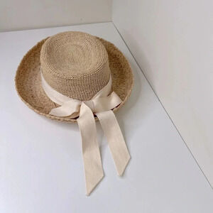 Scala The Collection Hat Woven Straw Raffia Natural/Cream beach poolside vacay